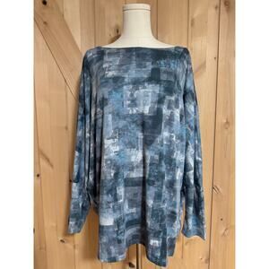 LulaRoe | NWT Blue Tie Dye Linda Bat Wing Dolman Top | Size 2XL